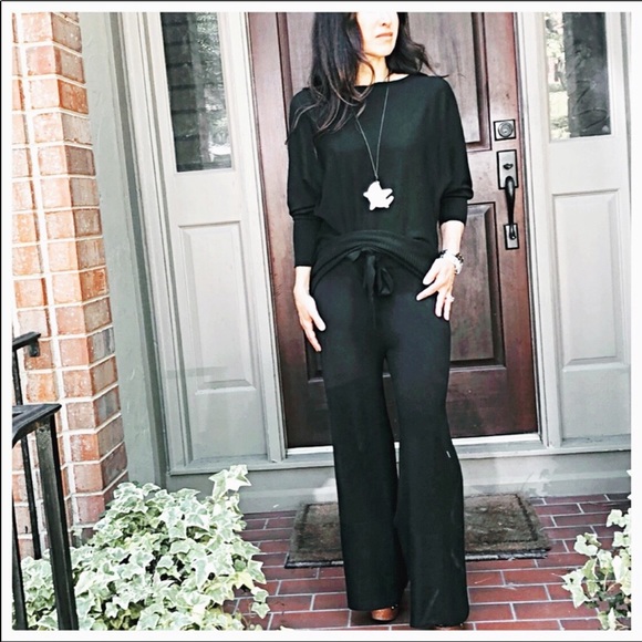 Pants - ✨LAST ONE✨PARIS Blackknit tie waist wide leg pants